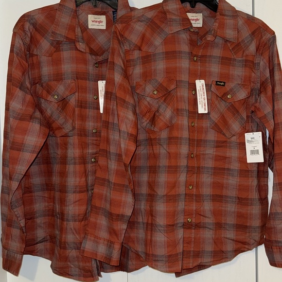 Wrangler Men's Plaid Flannel Pearl Snap Western Shirt Long Sleeve NWT Mult Sizes - Picture 9 of 12